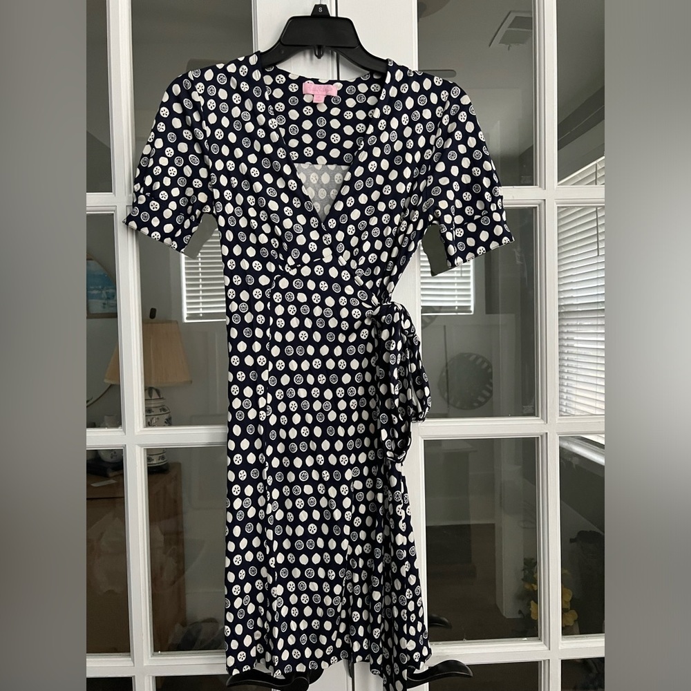 Lily Pulitzer 100% silk wrap dress citrus print
